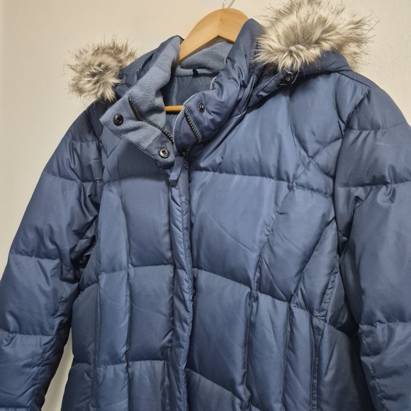 Eddie Bauer Womens Hooded Long Line Down Coat Faux Fur Removeable Trim XXL - Picture 4 of 8